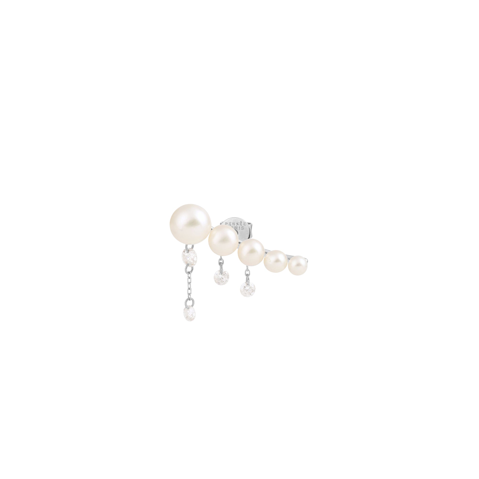 Puce Aphrodite ornée de perles & sertie de diamants - Or Blanc