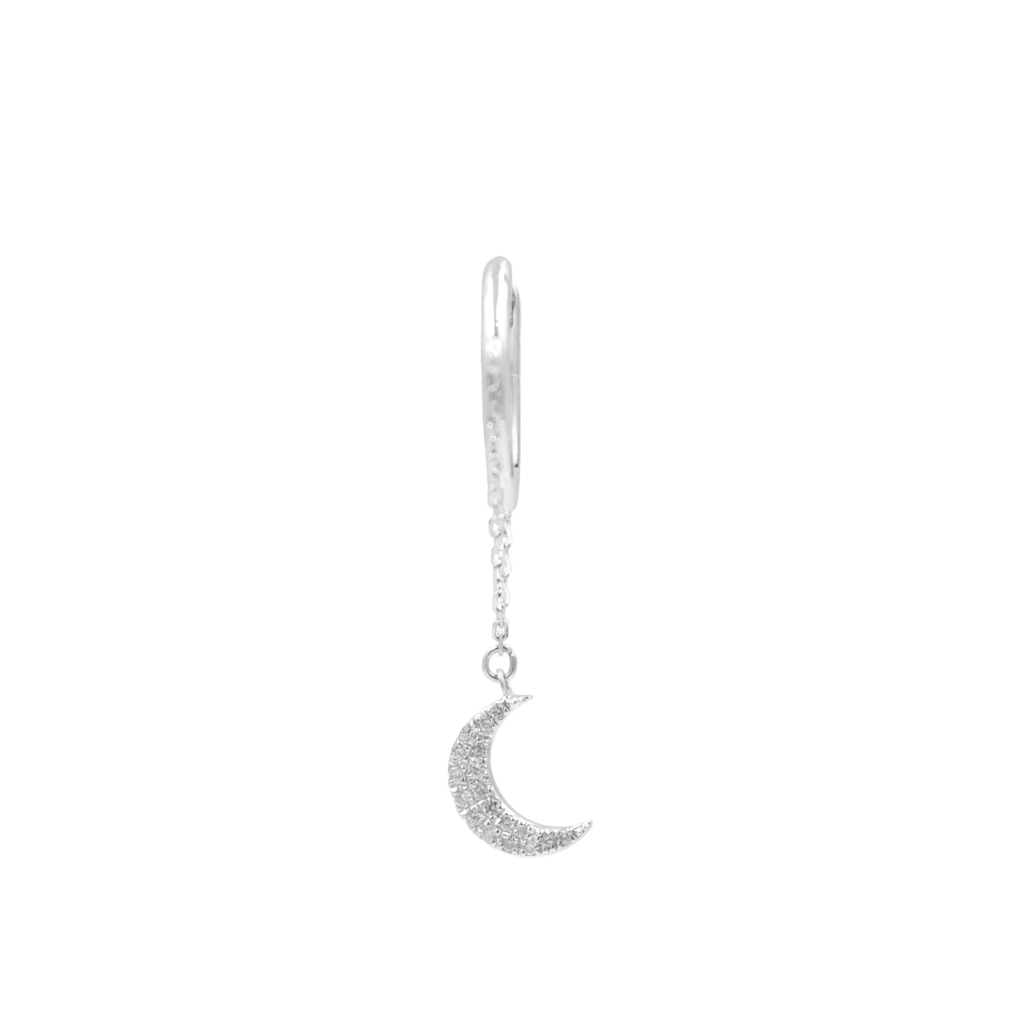 Mono boucle Séléné Lune pavée de diamants - Or Blanc