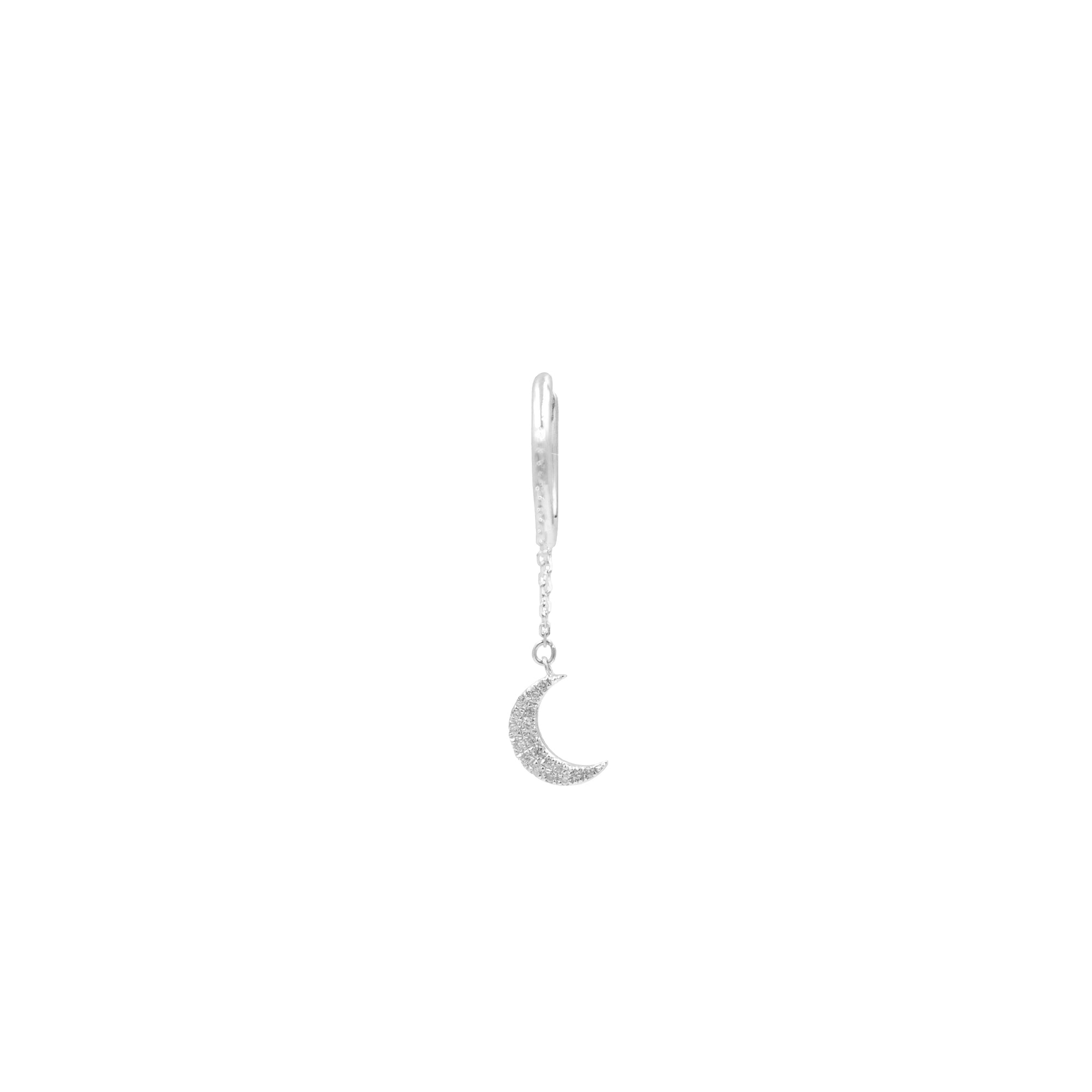 Mono boucle Séléné Lune pavée de diamants - Or Blanc