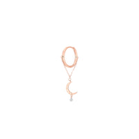 Mono boucle Séléné Lune sertie d'un diamant - Or Rose