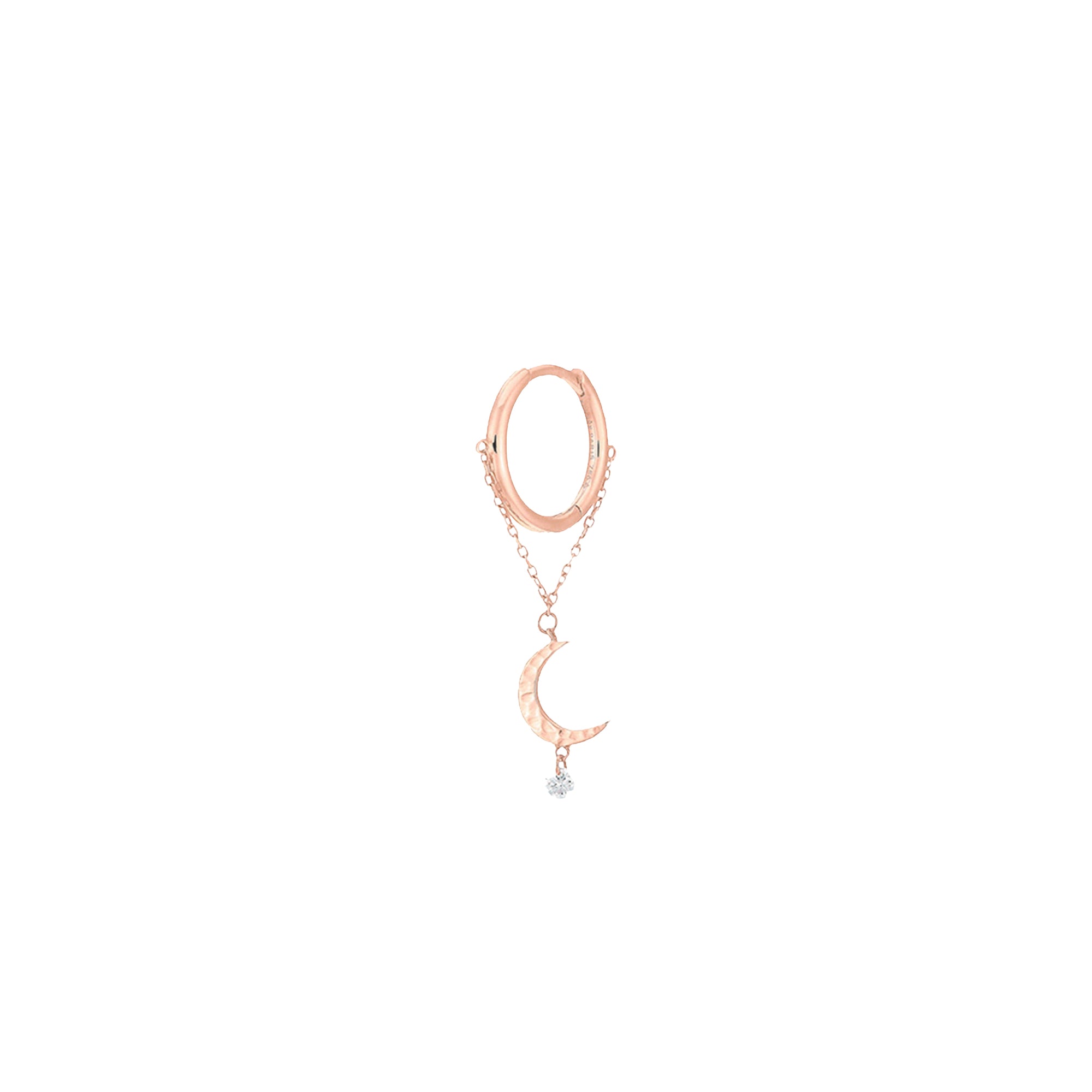 Mono boucle Séléné Lune sertie d'un diamant - Or Rose
