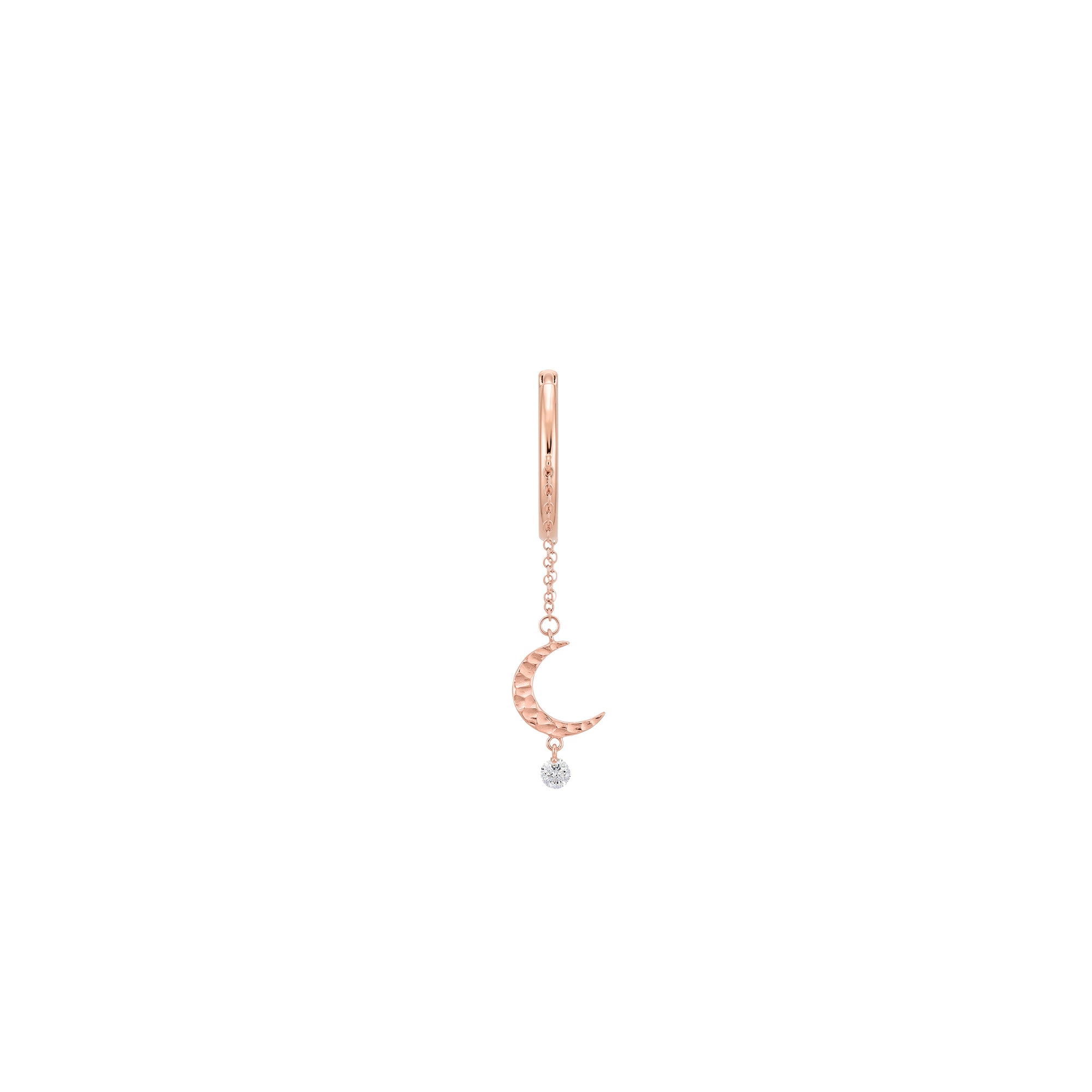 Mono boucle Séléné Lune sertie d'un diamant - Or Rose
