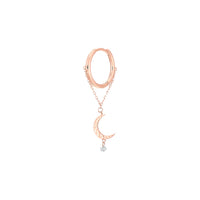 Mono boucle piercing Séléné Lune sertie d'un diamant - Or Rose