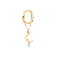 2qty NEW / Piercing cercle chaîne lune 1 diamant-Jaune
