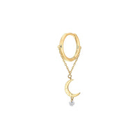 Mono boucle piercing Séléné Lune sertie d'un diamant - Or Jaune