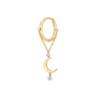 2qty NEW / Piercing cercle chaîne lune 1 diamant-Jaune