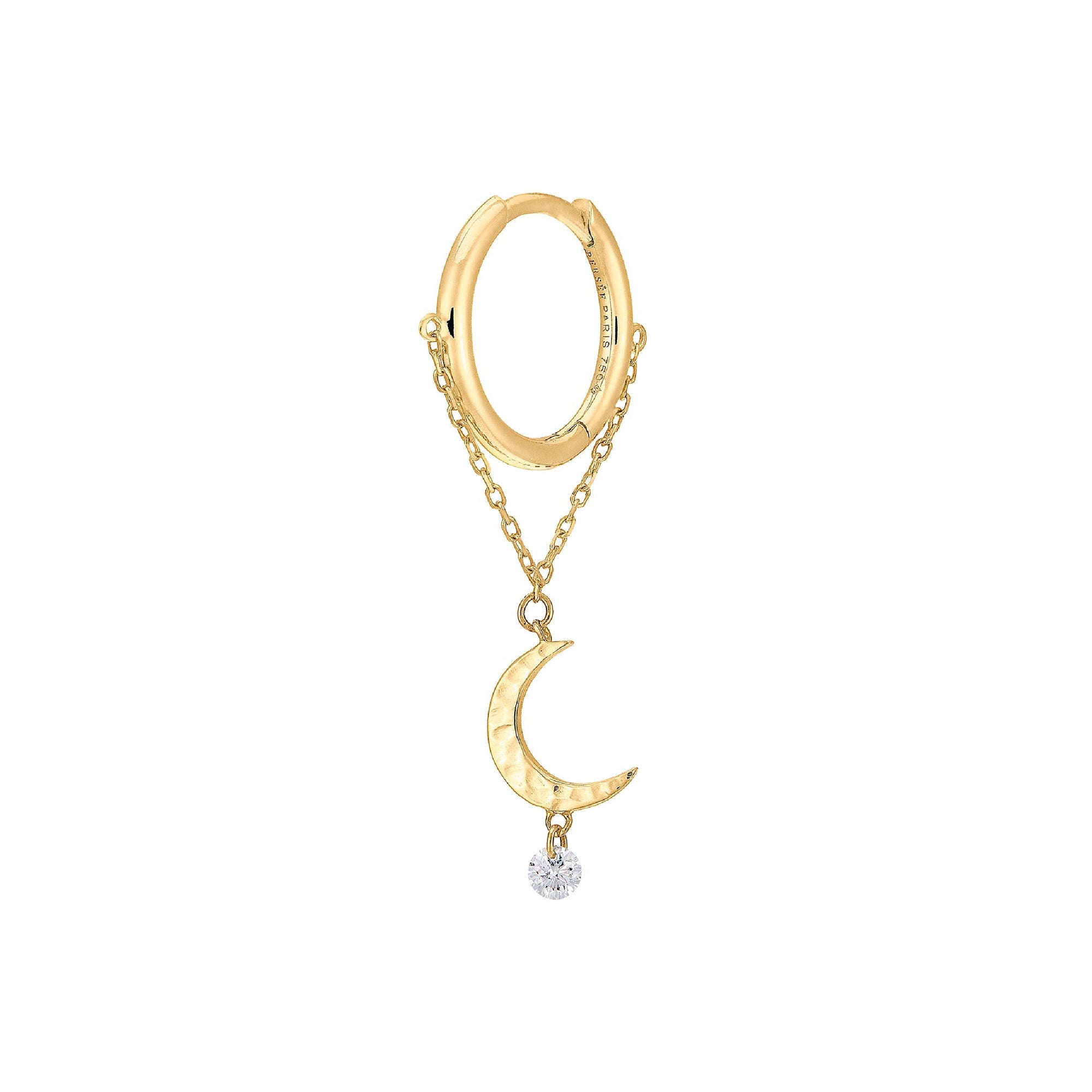2qty NEW / Piercing cercle chaîne lune 1 diamant-Jaune