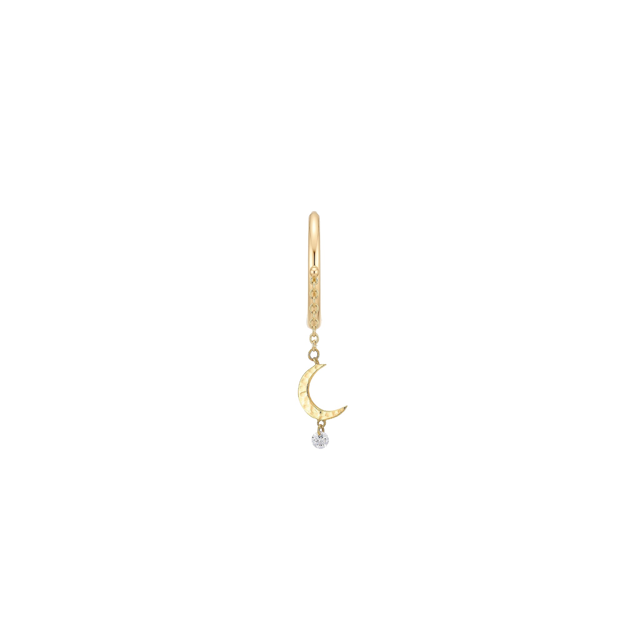 Mono boucle Séléné Lune sertie d'un diamant - Or Jaune
