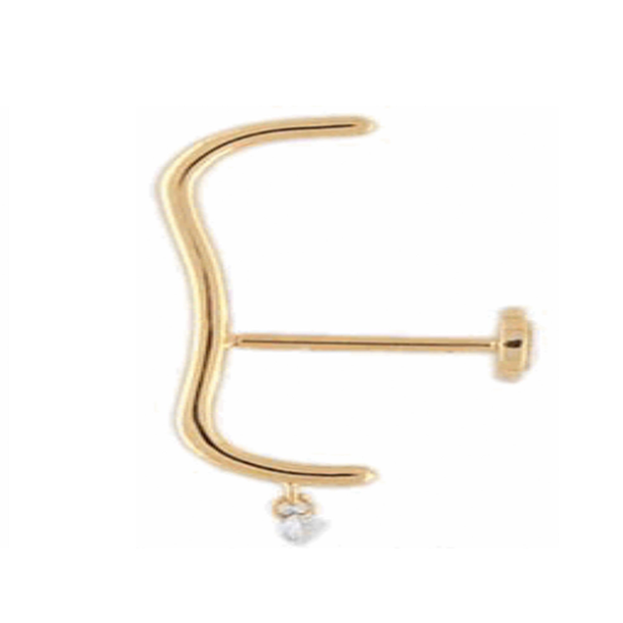 2qty NEW / Piercing simple conch, 1 diamant-Jaune