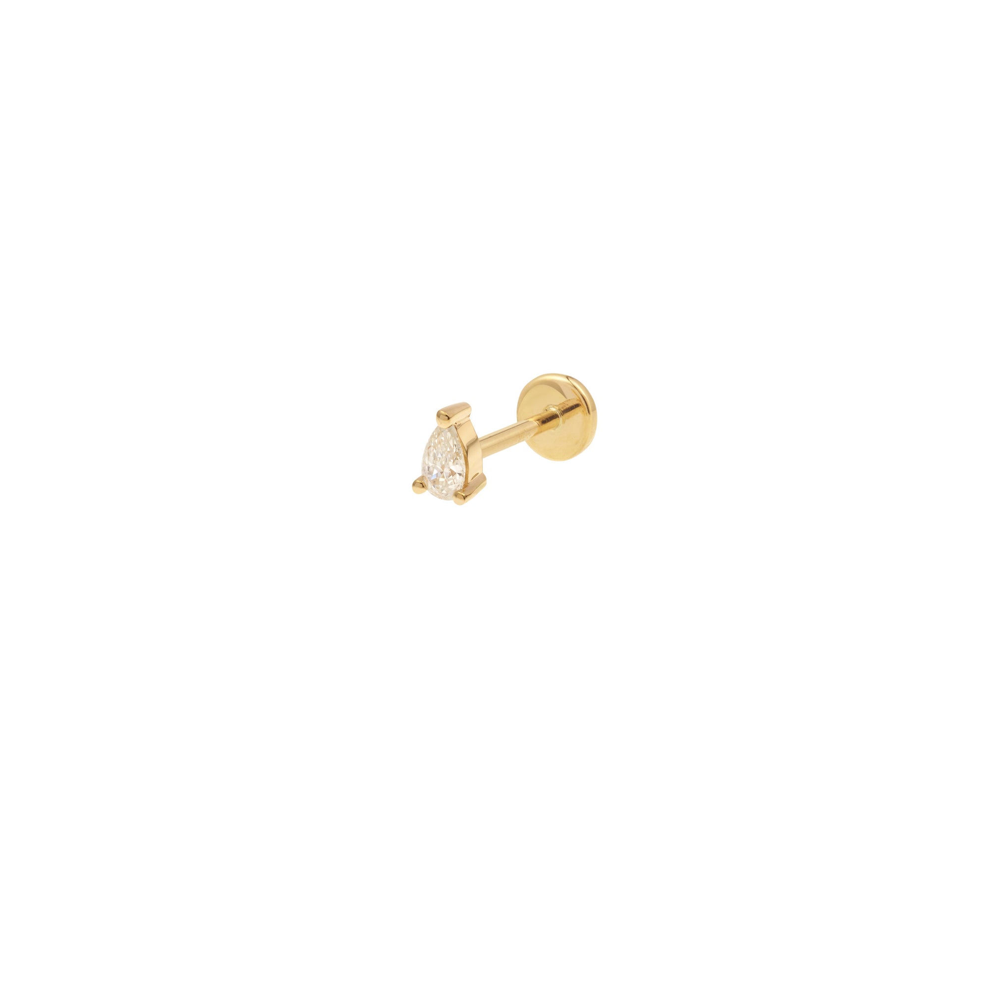 Puce piercing Héra sertie d'un diamant taille poire - Or Jaune