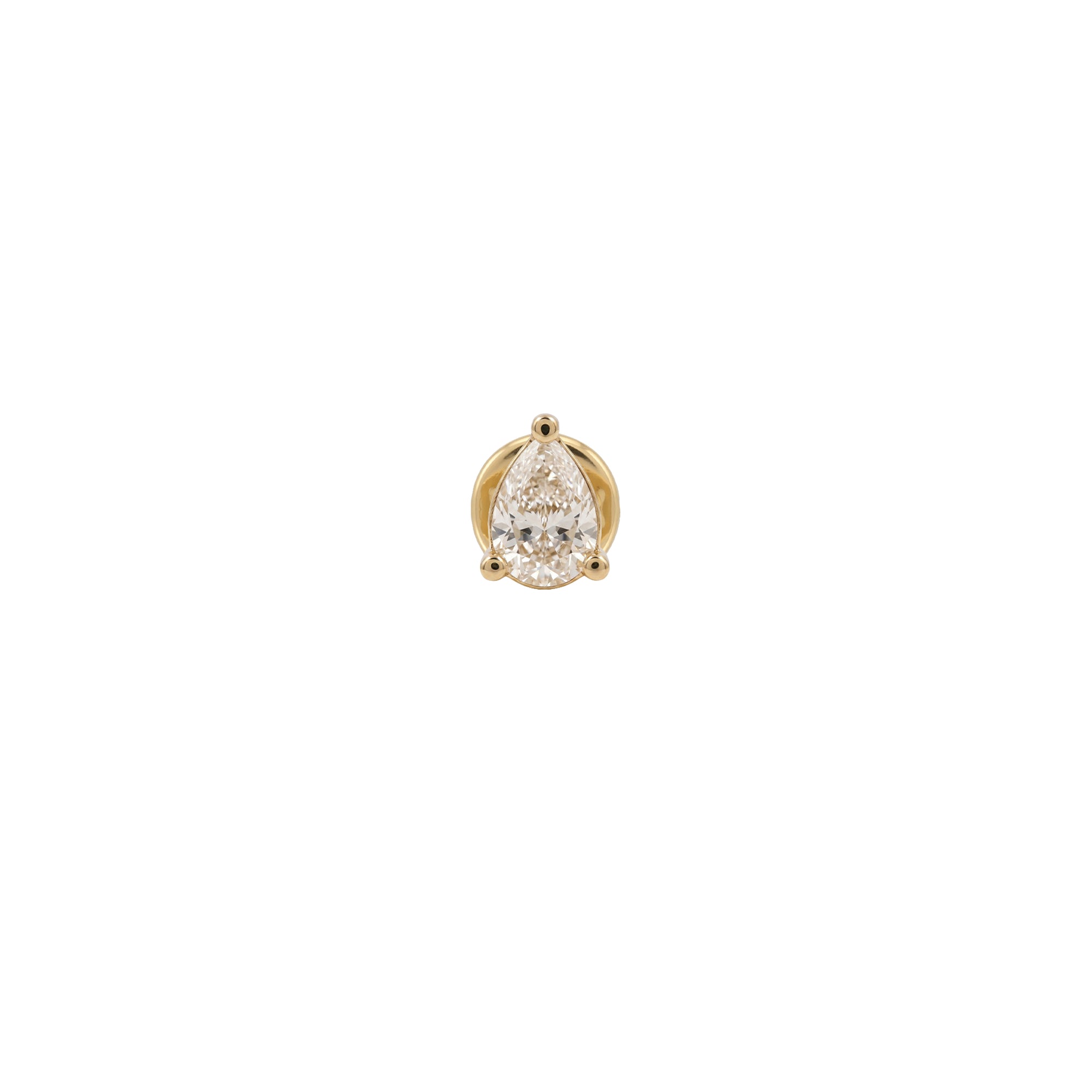 Puce Héra sertie d'un diamant taille poire - Or Jaune