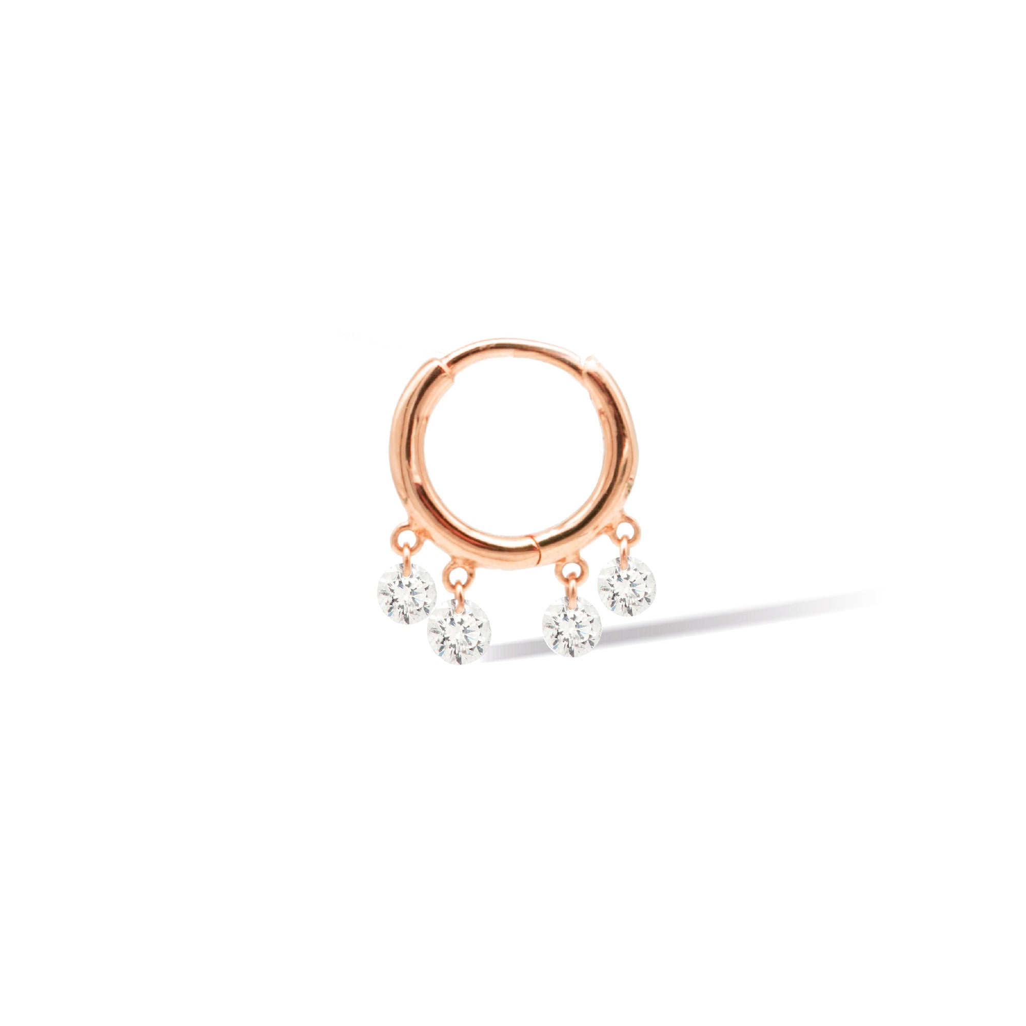 3qty NEW / Piercing bohème S, 4 diamants-Rose