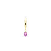 Mono boucle Chakras créole sertie d'un saphir rose - Or Jaune