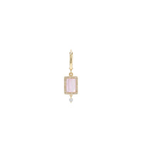 Mono boucle Iris en nacre rose sertie de diamants - Or Jaune