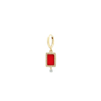 2qty RELIQUAT 450€/ QTY IN : 2-QTY OUT : 0- ST : 0% // Piercing rectangle corail rouge, pavé losange-Jaune