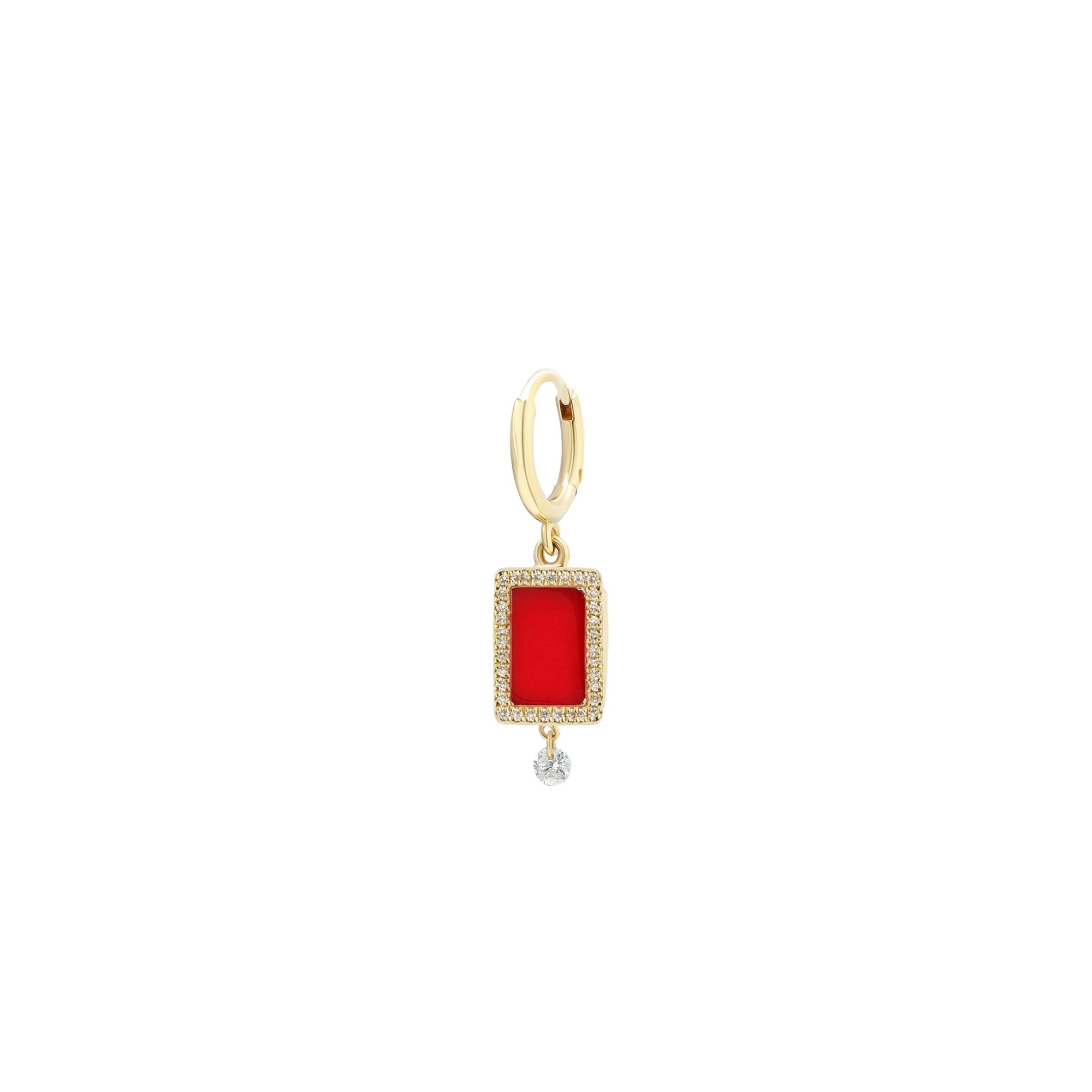 2qty RELIQUAT 450€/ QTY IN : 2-QTY OUT : 0- ST : 0% // Piercing rectangle corail rouge, pavé losange-Jaune