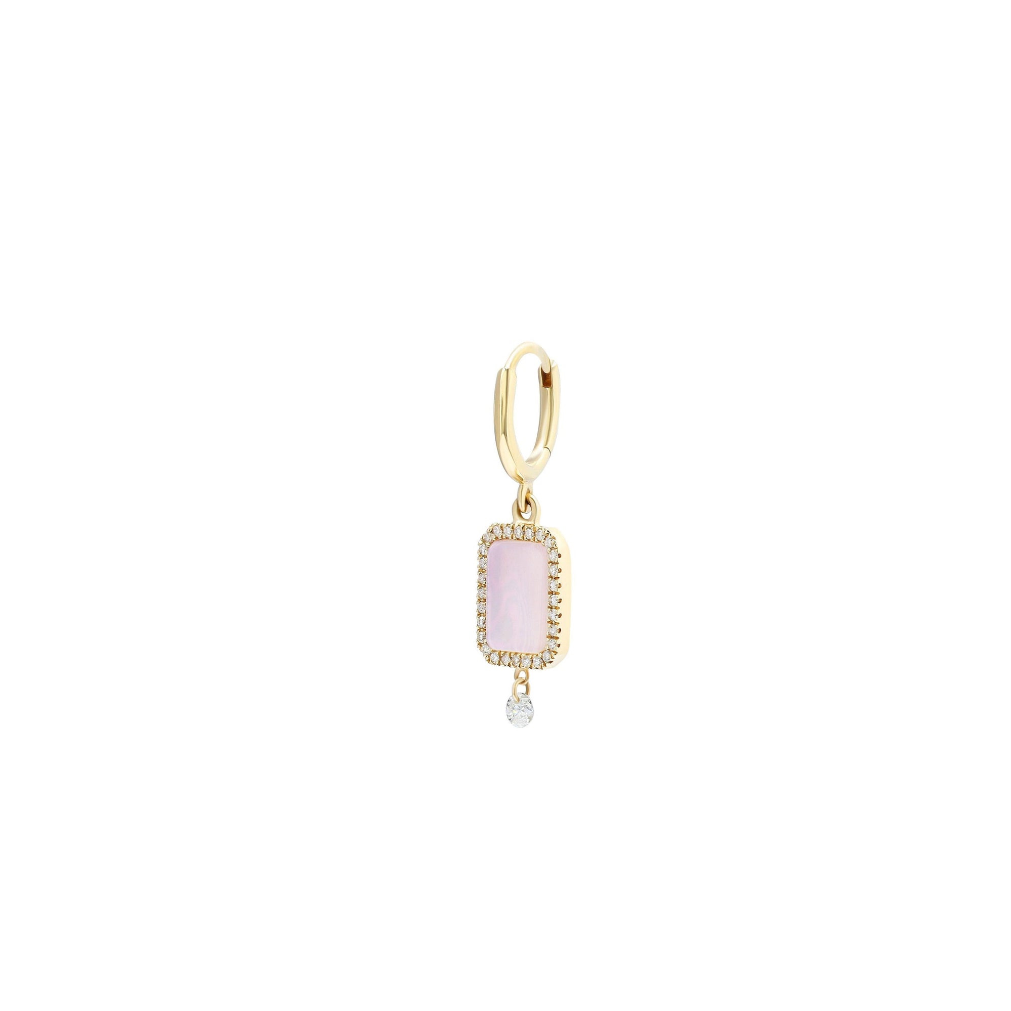 1qty RELIQUAT 450€/ QTY IN : 1-QTY OUT : 0- ST : 0% // Piercing octogonal perle rose, pavé diamant-Jaune
