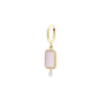 Mono boucle Iris en nacre rose sertie de diamants - Or Jaune