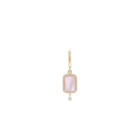 Mono boucle Iris en nacre rose sertie de diamants - Or Jaune