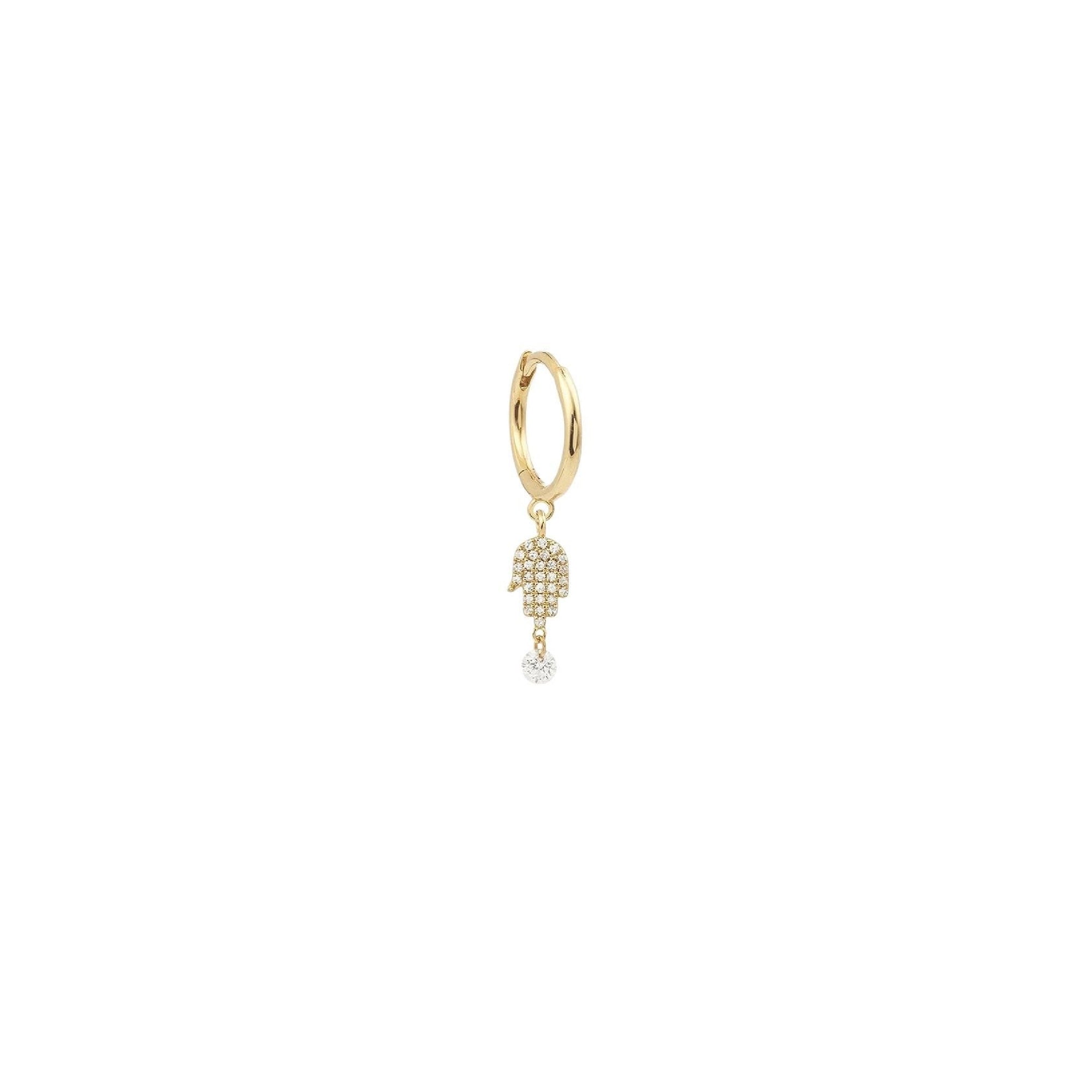 1qty NEW / Piercing cercle Fatima, pavé diamant-Jaune