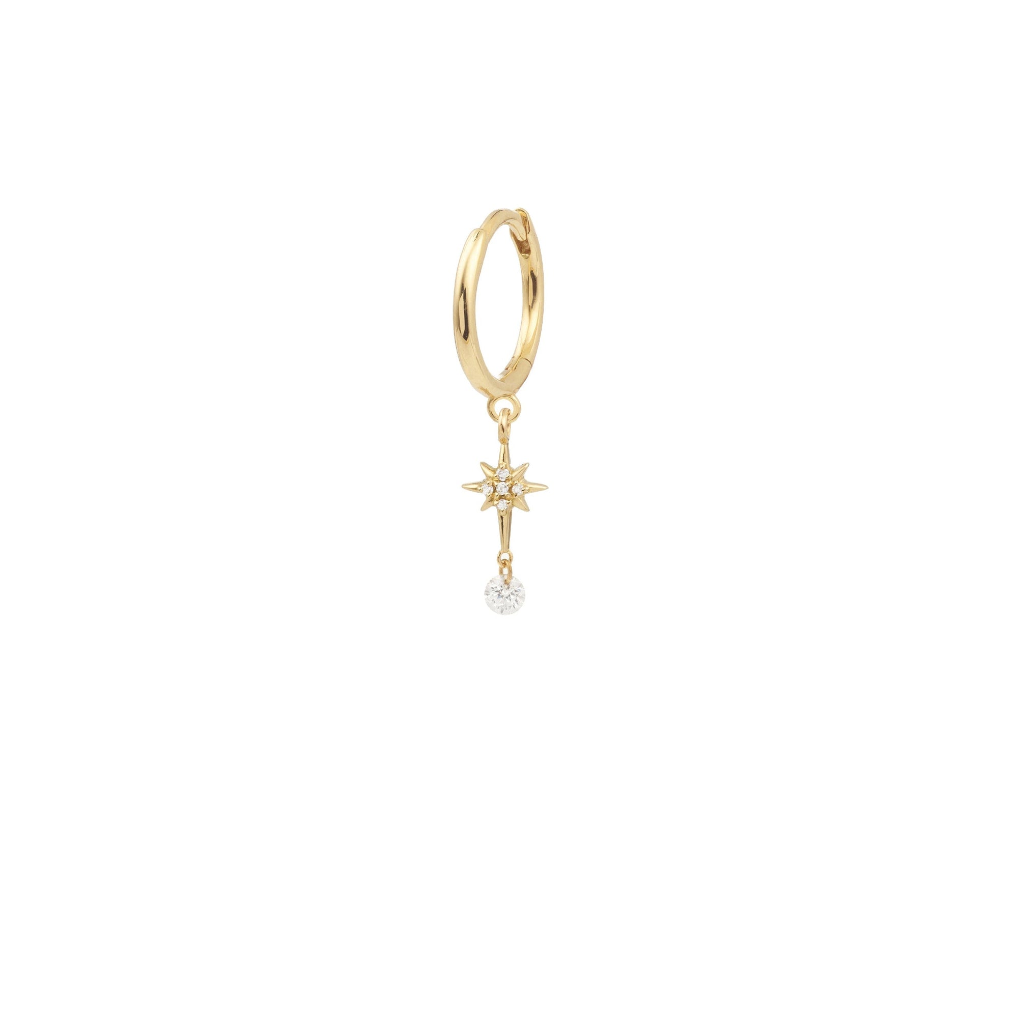 Mono boucle piercing Séléné Étoile polaire pavée de diamants - Or Jaune