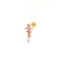 1qty NEW / Piercing fille simple, pavé saphir rose-Jaune
