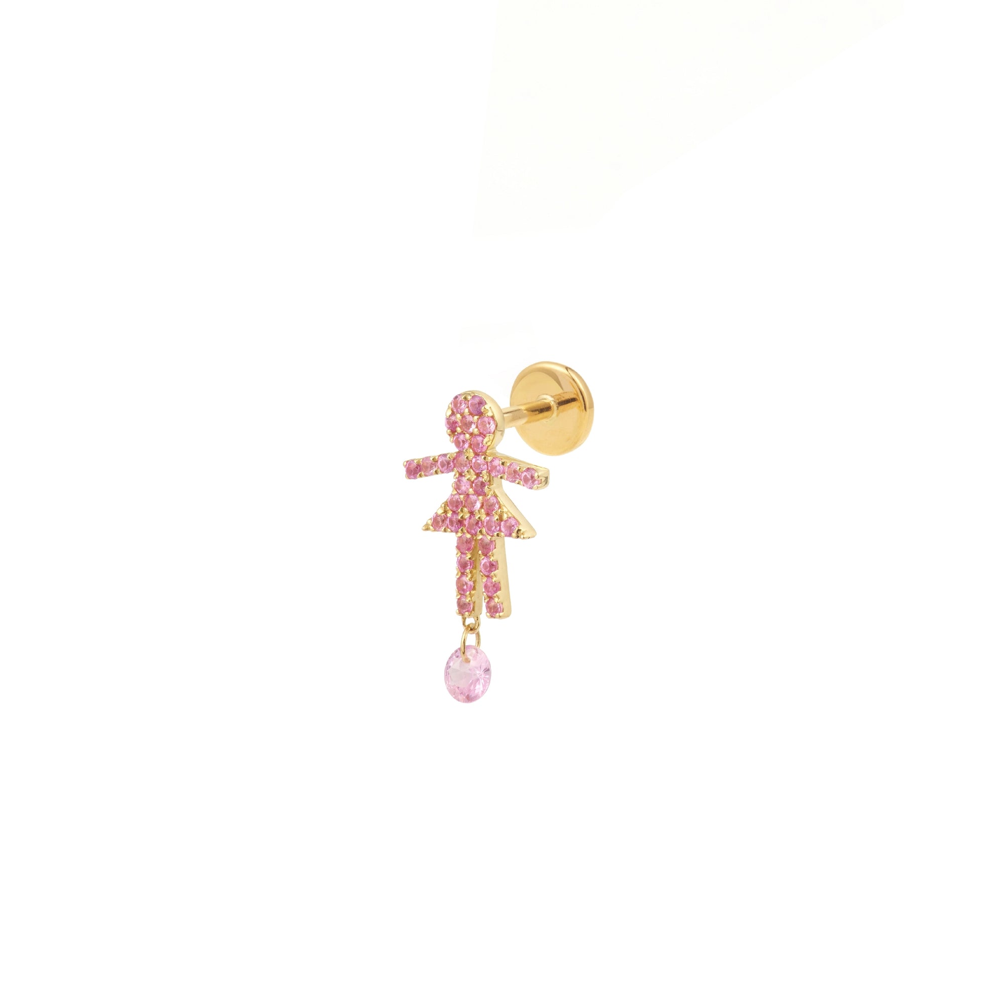 1qty NEW / Piercing fille simple, pavé saphir rose-Jaune