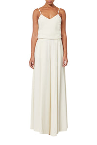 Pantalon large taille mi-haute - Beige