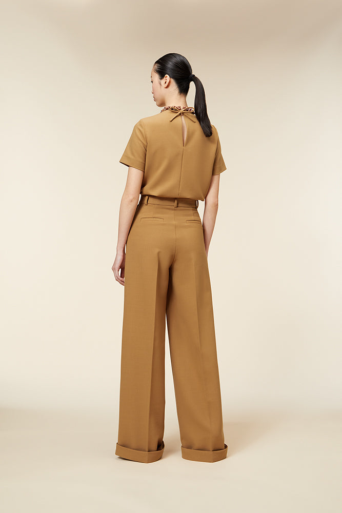 Brown / TAILORED CUFF TROUSERS
