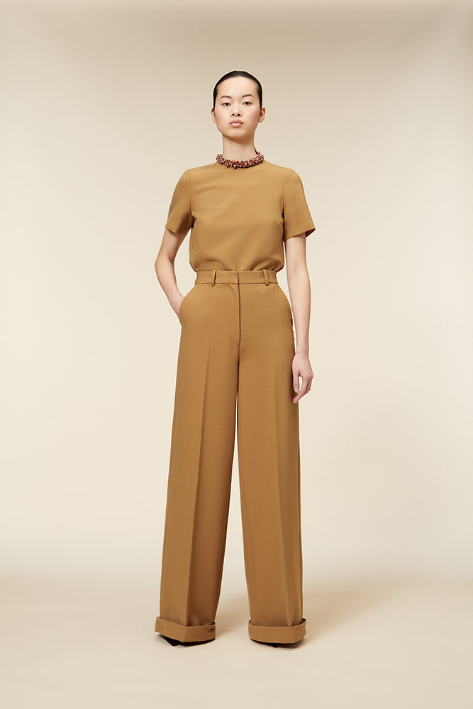 Brown / TAILORED CUFF TROUSERS