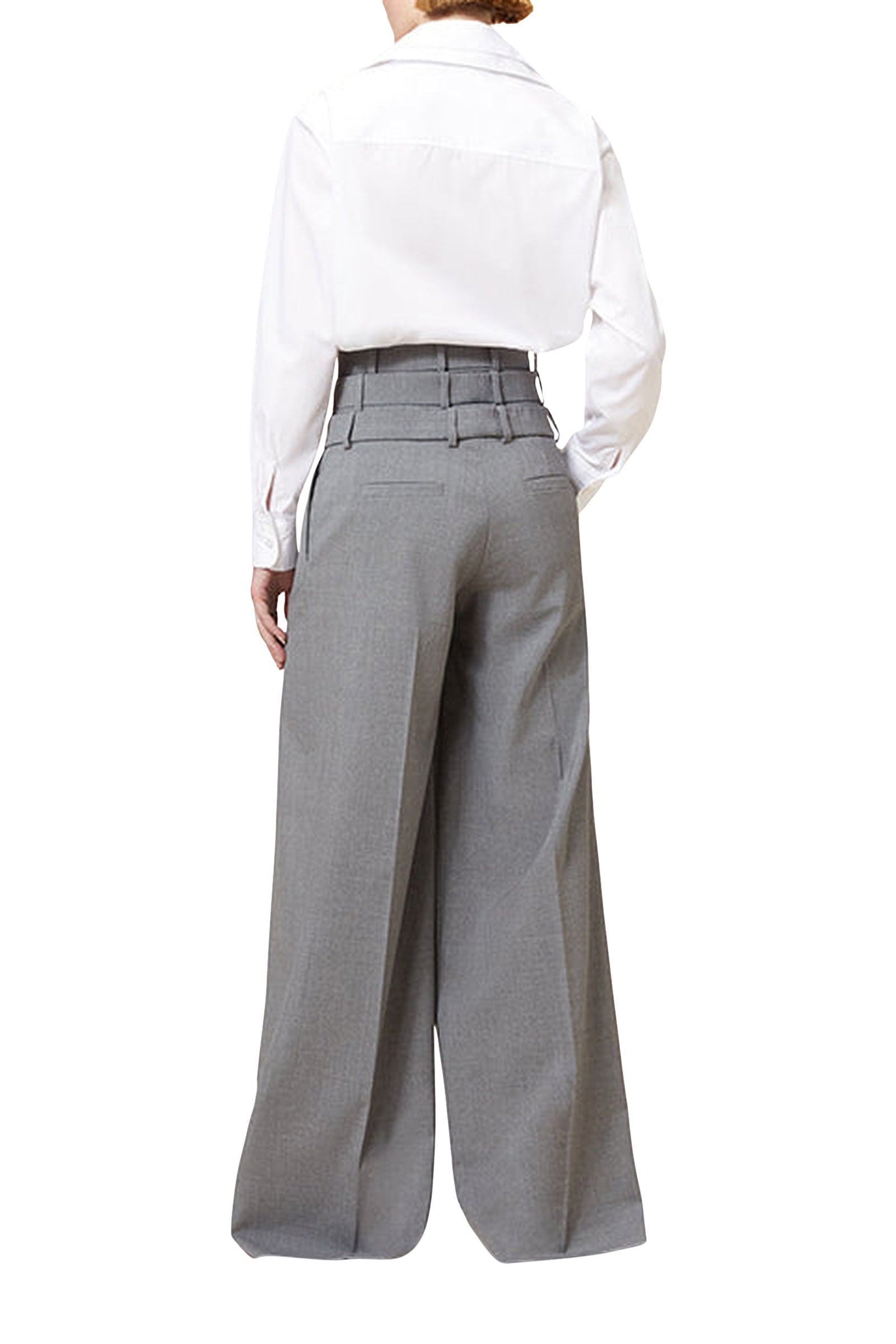 Pantalon taille haute en laine - Grey
