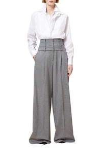 Pantalon taille haute en laine - Grey