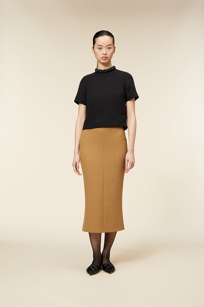 Brown / MIDI PENCIL SKIRT