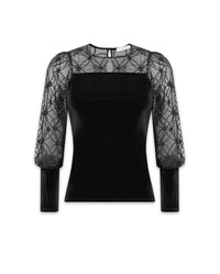 Top Eclair à détails brodés - Black