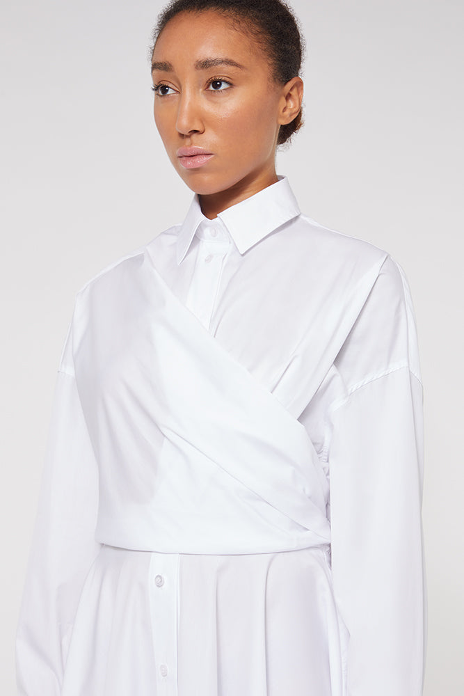 White / SHIRT WRAP DRESS