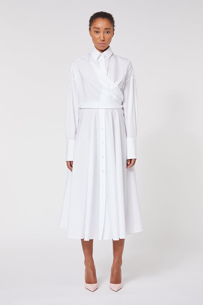 White / SHIRT WRAP DRESS