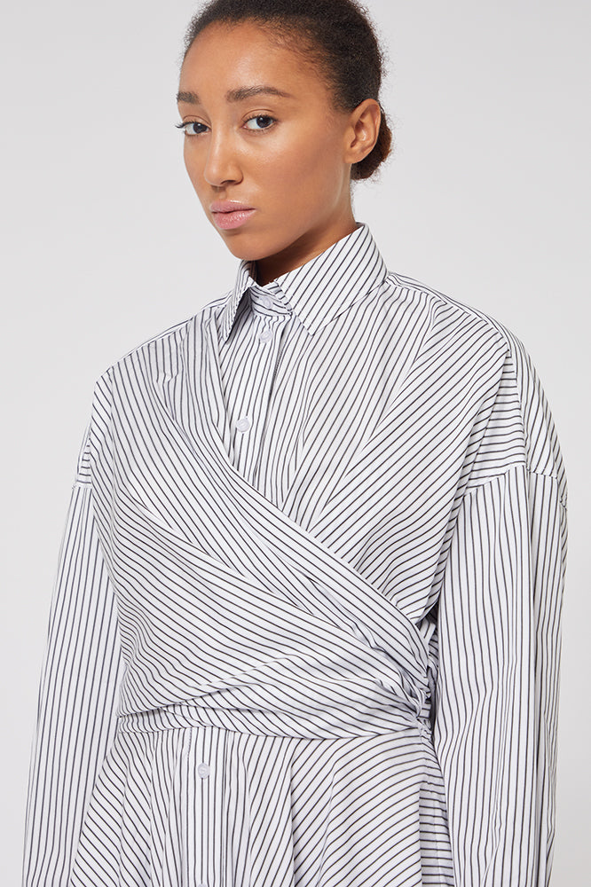 Grey / SHIRT WRAP DRESS