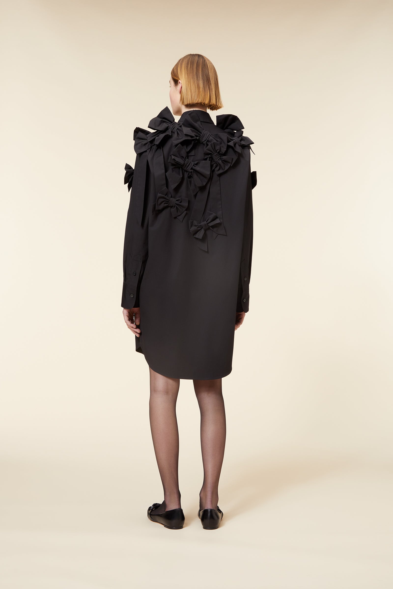 Black / BOW BOUQUET SHIRT DRESS