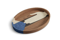 Plateau ovale Edgar en bois - Marron & Bleu