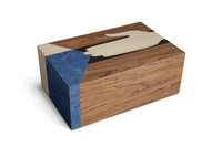 Boîte Edgar en bois - Marron & Bleu
