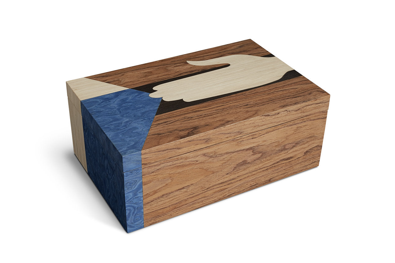 Boîte Edgar en bois - Marron & Bleu