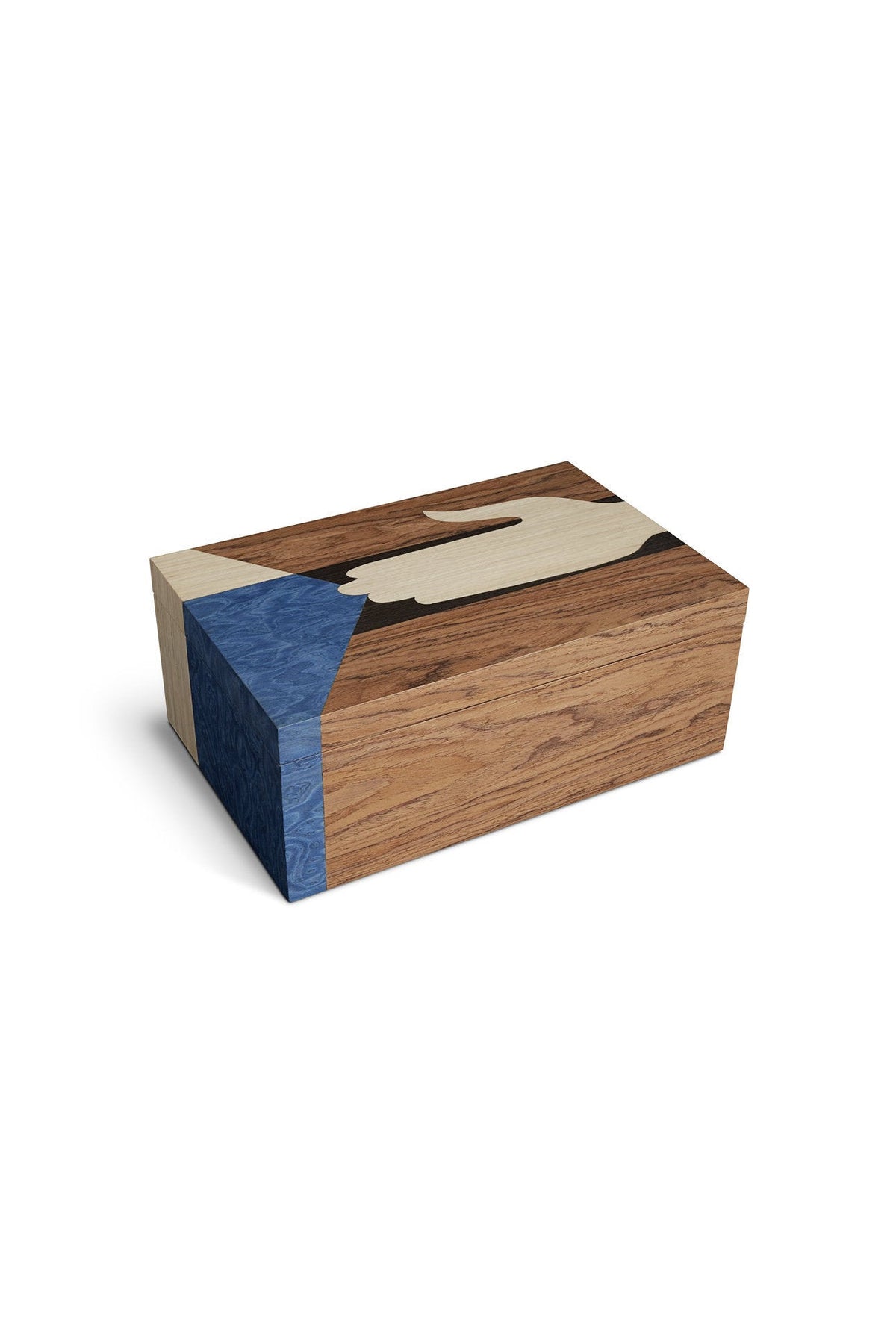 Boîte Edgar en bois - Marron & Bleu