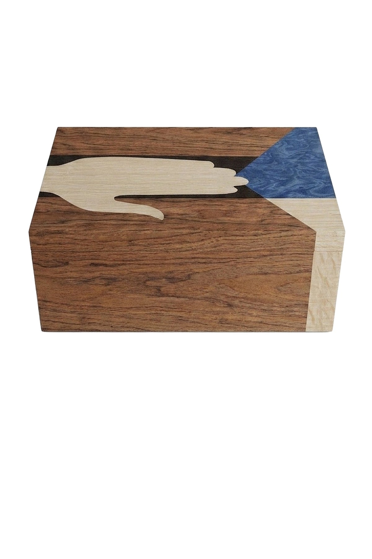 Boîte Edgar en bois - Marron & Bleu