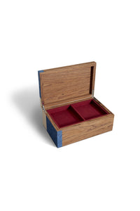 Boîte Edgar en bois - Marron & Bleu