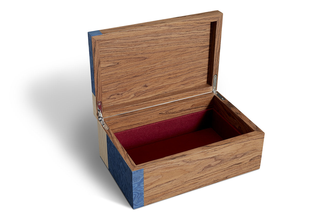 Boîte Edgar en bois - Marron & Bleu