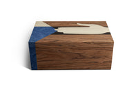 Boîte Edgar en bois - Marron & Bleu