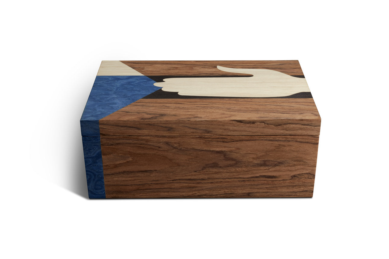 Boîte Edgar en bois - Marron & Bleu