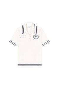 Polo Eden Crest à manches courtes en maille - White & Dark Navy