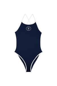 Maillot une pièce Eden Crest à liseré - Dark Navy & White
