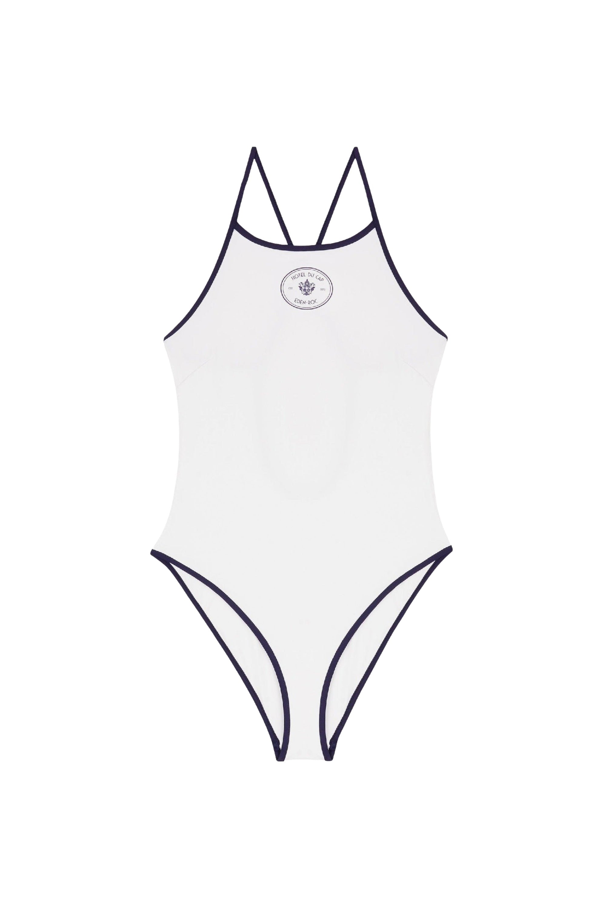 Maillot une pièce Eden Crest à liseré - White & Dark Navy